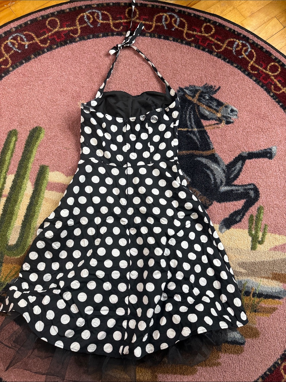 Vintage Polka Dot Halter Midi Dress - Picture 2 of 6
